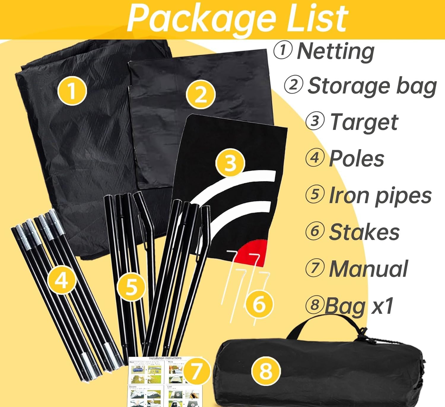 Heavy-Duty Golf Hitting Practice Nets for Indoor and Outdoor Use - Durable Impact Cages with Frame for Swing Training and Pitching