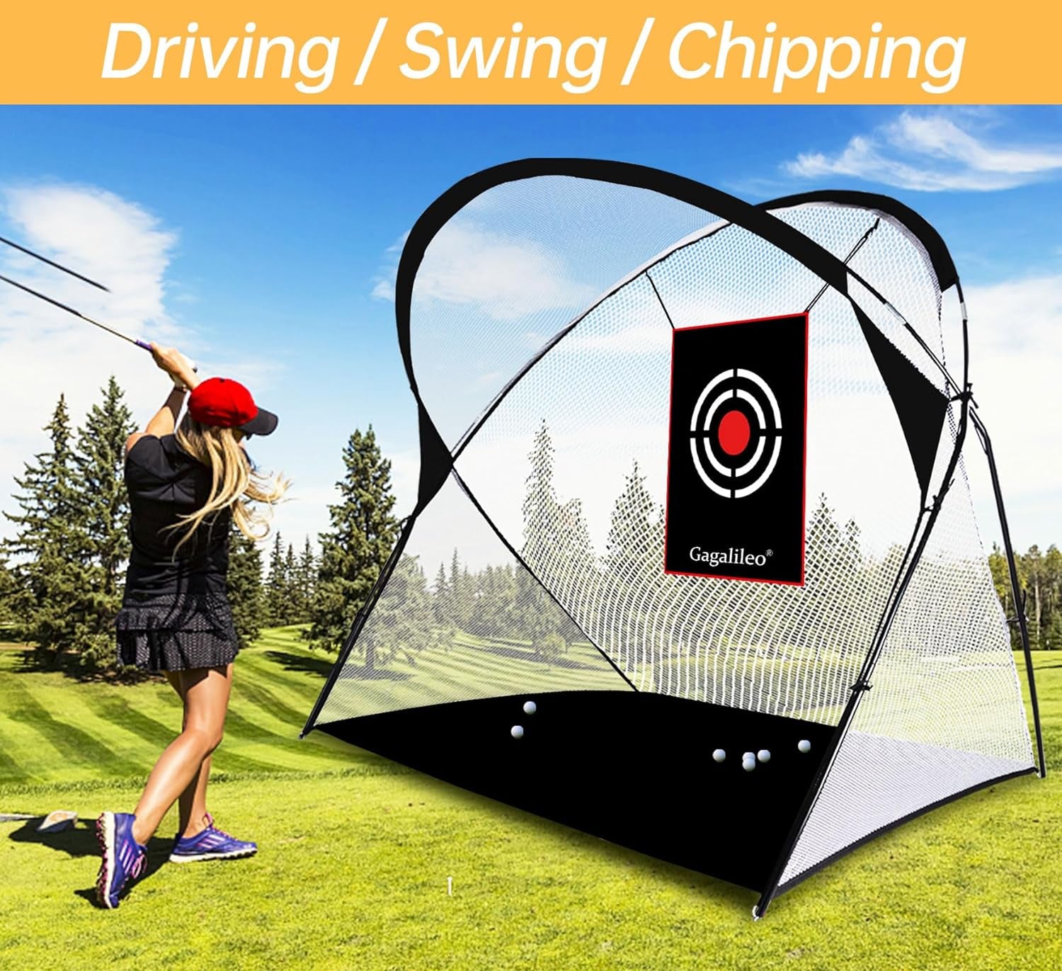 Heavy-Duty Golf Hitting Practice Nets for Indoor and Outdoor Use - Durable Impact Cages with Frame for Swing Training and Pitching