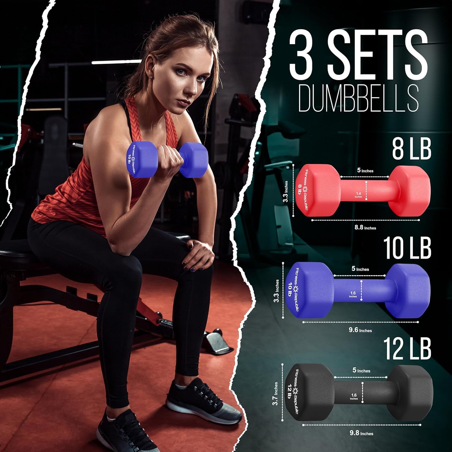 Neoprene Dumbbell Set for Home Fitness - Non-Slip, Anti-Roll Hexagonal Weights for Men and Women - Ideal for Effective Workout Training