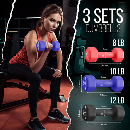 Neoprene Dumbbell Set for Home Fitness - Non-Slip, Anti-Roll Hexagonal Weights for Men and Women - Ideal for Effective Workout Training