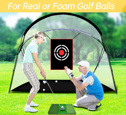 Heavy-Duty Golf Hitting Practice Nets for Indoor and Outdoor Use - Durable Impact Cages with Frame for Swing Training and Pitching