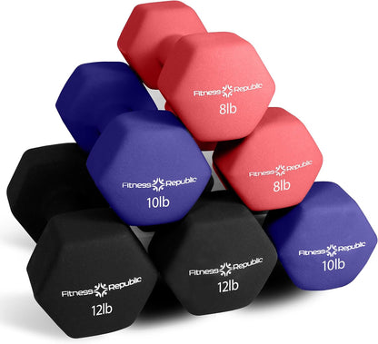 Neoprene Dumbbell Set for Home Fitness - Non-Slip, Anti-Roll Hexagonal Weights for Men and Women - Ideal for Effective Workout Training