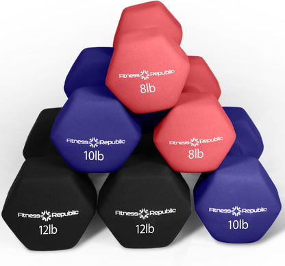 Neoprene Dumbbell Set for Home Fitness - Non-Slip, Anti-Roll Hexagonal Weights for Men and Women - Ideal for Effective Workout Training